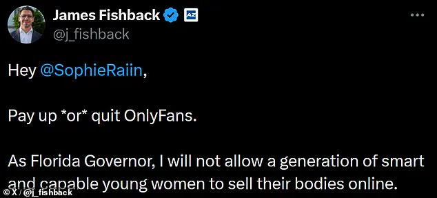 OnlyFans Star Sophie Rain Confronts Florida GOP Governor Candidate James Fishback Over 'Sin Tax' Proposal