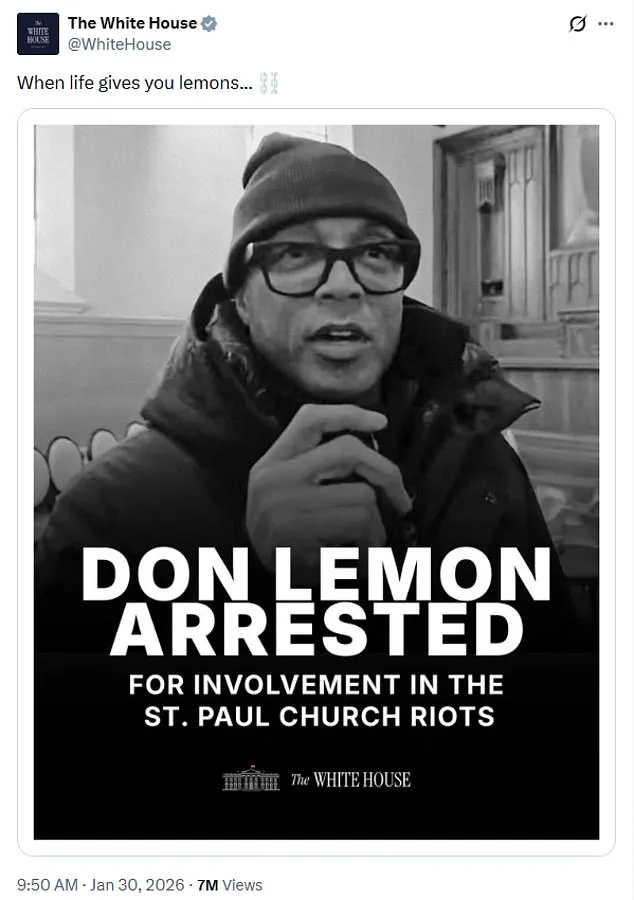 President Trump Criticizes Don Lemon Following Indictment Over Protest Disrupting Church Service in St. Paul