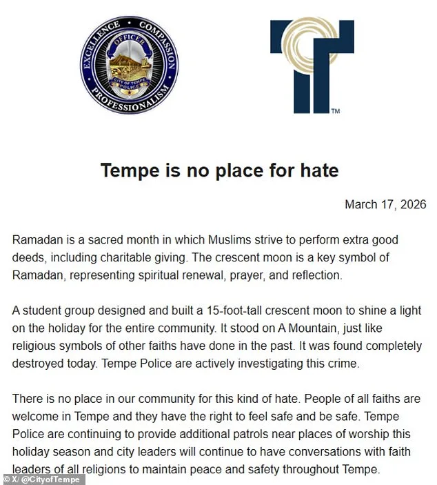 Community Outrage as Islamic Symbol Destroyed in Arizona