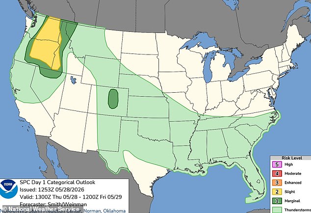 Rare tornado threat shifts Tornado Alley east, warning millions in Pacific Northwest.