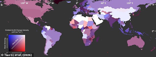 NASA data shows UK night lights dimmed 22% from 2014 to 2022.