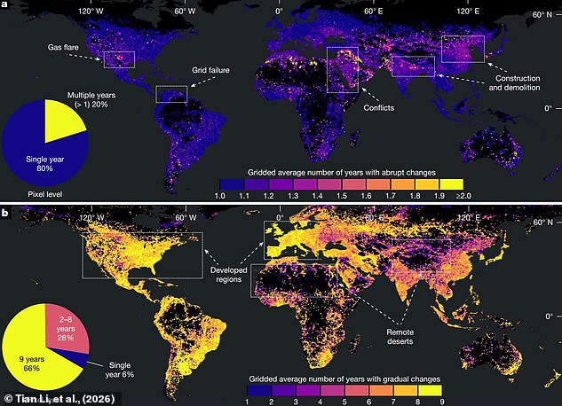 NASA data shows UK night lights dimmed 22% from 2014 to 2022.